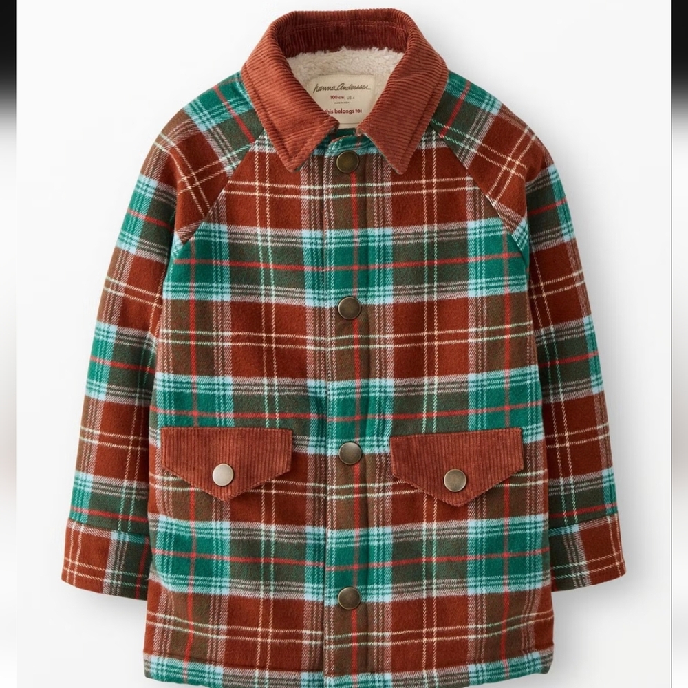 BRAND NEW Hanna Andersson Flannel Snap Shacket In Harvest Plaid